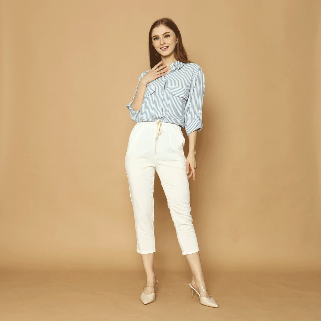 Cammomile 2101016 SF1093 Kemeja Lengan panjang wanita salur-6