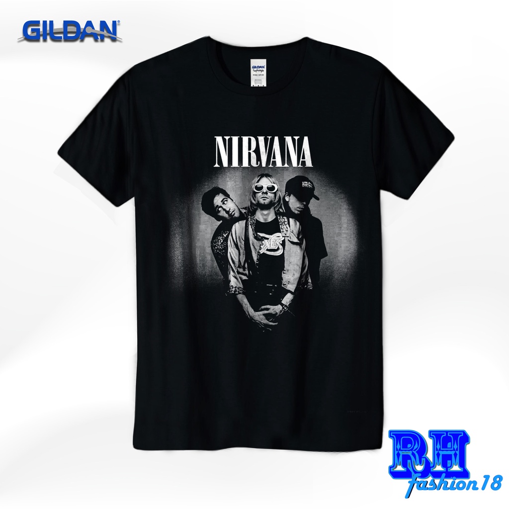 kaos band nirvana vintage t-shirt pria wanita gildan