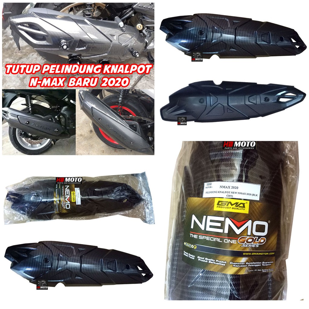 Cover Tutup Knalpot NEMO CARBON 5D NMAX 2020  / Pelindung knalpot Nmax 2020 / Tameng Knalpot NMAX
