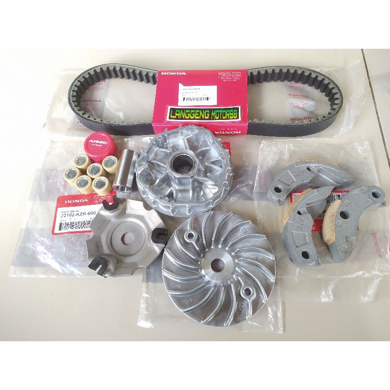 PAKET RUMAH ROLLER ASSY+V-BELT+KIPAS RUMAH ROLLER+KAMPAS GANDA+GEMUK CVT HONDA VARIO 125 OLD, VARIO 