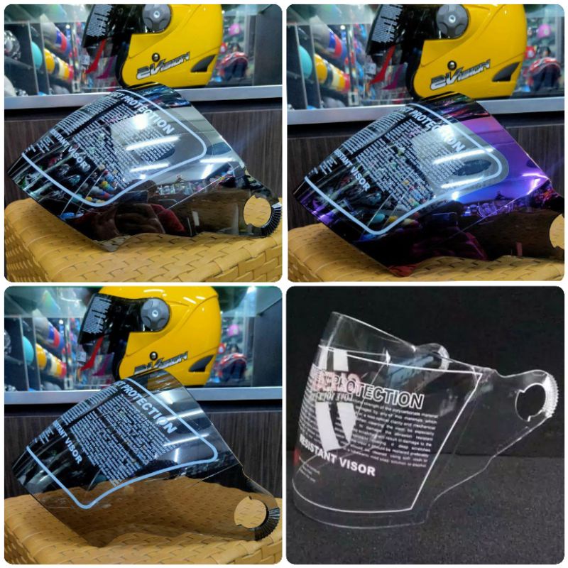 Kaca Helm Kyt 2vision Silver pelangi Hitam bening