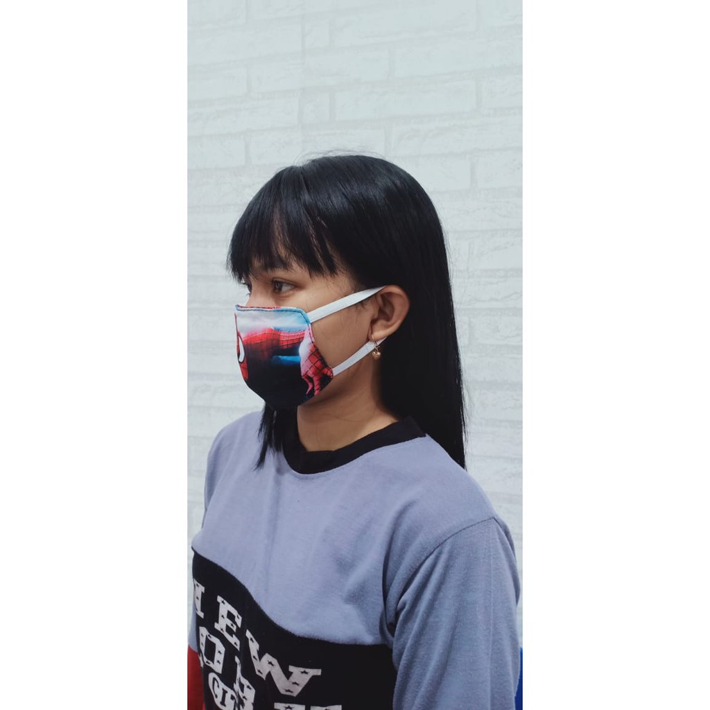 MASKER ANAK 2 PLY 1 MASKER BISA PAKAI 2 GAMBAR BERBEDA 2 SISI MASKER KAIN PRINT BAHAN KATUN TEBAL