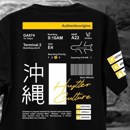 Kaos Tshirt Pria Terbaru Samurai Jepang Bandara Pesawat Warna Hitam Distro Lengan Pendek Motif Sablon Bergambar Keren