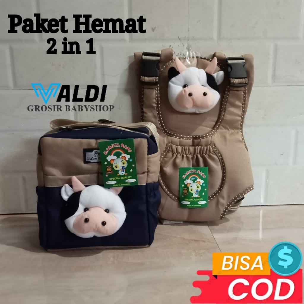 Paket Hemat ( 2 in 1 ) Tas Bayi Sapi Gendongan Ransel Bayi TERLARIS