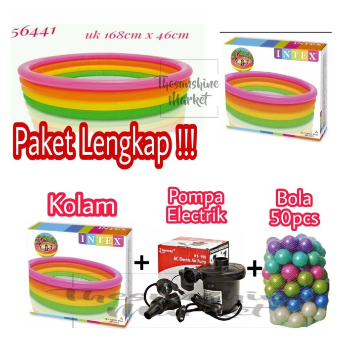 KOLAM RENANG INTEX 56441 168X46CM KOLAM RENANG ANAK ANAK KOLAM RAINBOW