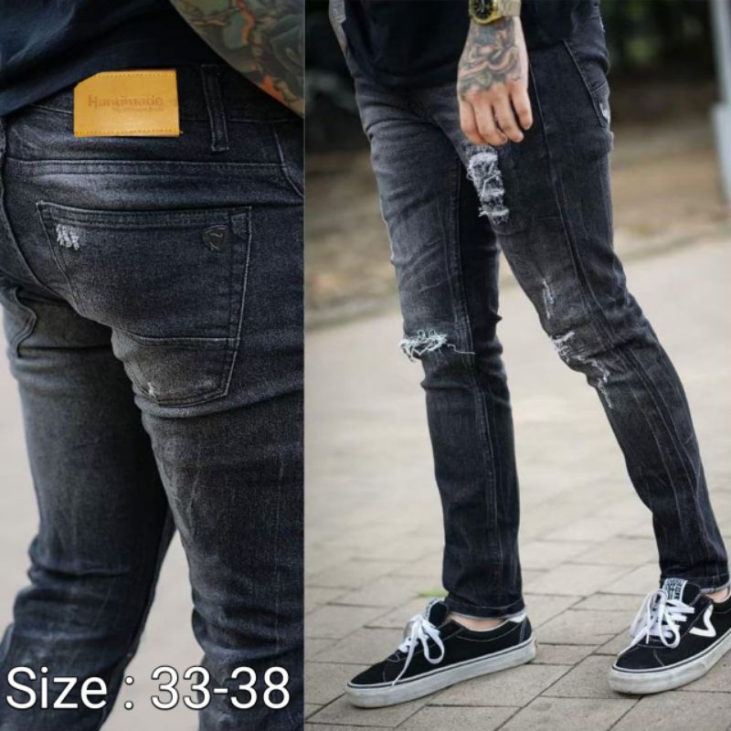 Jeans Sobek Ripped Ukuran 33-38 Jumbo Bigsize