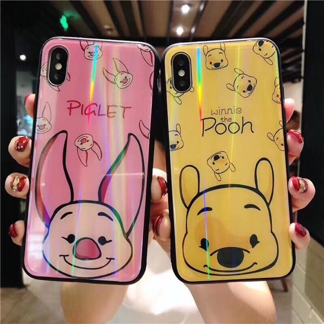 Back case glass aurora PIGLET POOH vivo xiaomi oppo iphone realme samsung all type BC1565