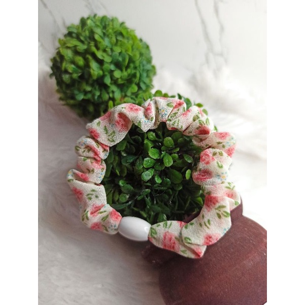 Jepit Rambut Karet Kain motif Bunga