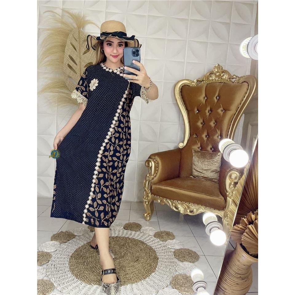 Daster Renda Arab Renda Melati Jihan Rayon Premium Dress Renda Lengan Pendek Baju Wanita Casual LD 110 cm