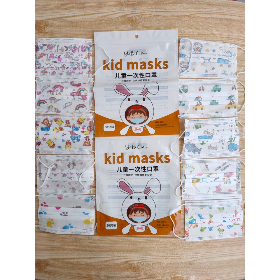 Masker Anak 3 ply  Karakter  Careion / Masker Anak Motif   isi 50 pcs perbox