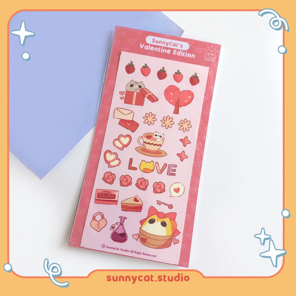 

SunnyCat Sticker Jurnal Kucing Lucu Valentine - Tea Cup