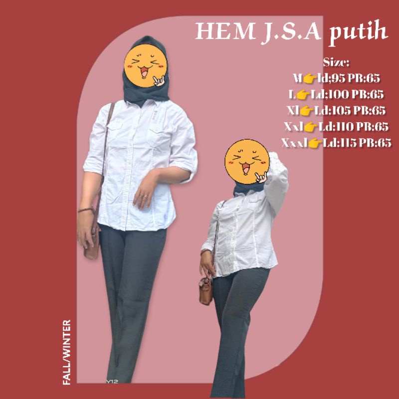 HEM CEWEK ATASAN PUTIH LENGAN PANJANG J.S.A
