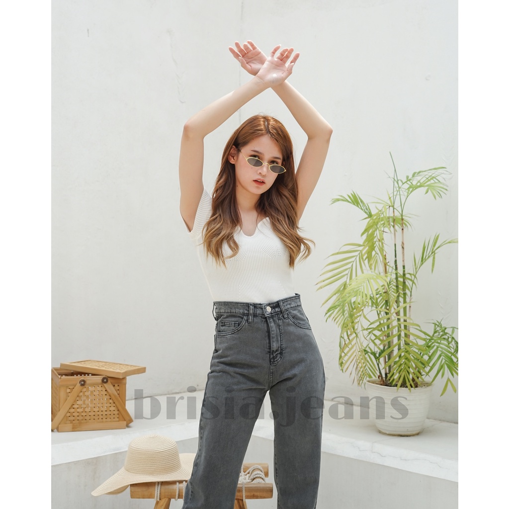 [SIZE 33-38] WENDY Boyfriend Jeans JUMBO - SNOW GREY / BIGSIZE