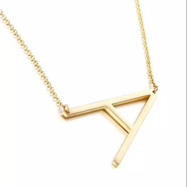 Fourfashion Kalung Titanium Anti Karat Inisial Nama Huruf 4cm