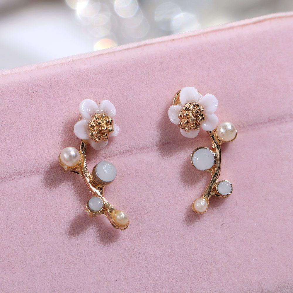 Solighter Bunga Telinga Pejantan Hadiah Fashion Perhiasan Pesta Wanita Gadis Sederhana Shell Stud Earrings