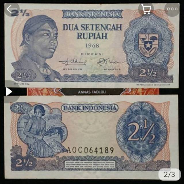 uang Kuno 21/2 sudirman atau 2,5 sudirman atau 2 1/2 atau 2.5 rupiah