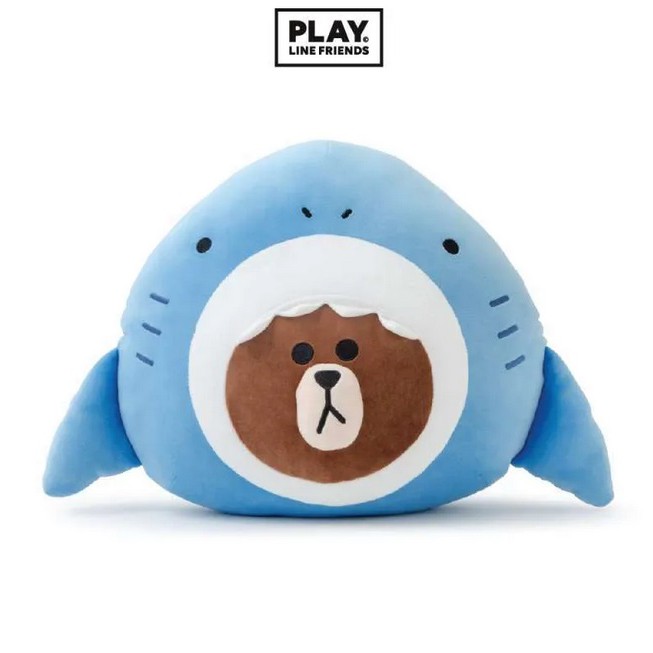 Boneka Bantal Line Shark Brown Jungle Brown Line Cushion Official LINE