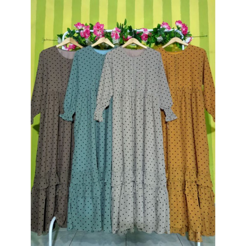 gamis ceruty polkadot