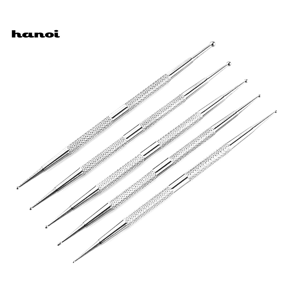 Han_ 5Pcs / Set Dotting Pen Dua Sisi Untuk Hiasan Nail Art Diy