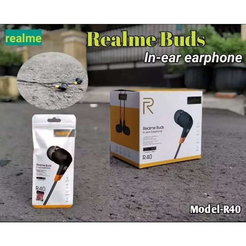 GROSIR HANDSFREE REALME BUDS R40 STEREO BASS SOUND QUALITY EARBUDS R-40