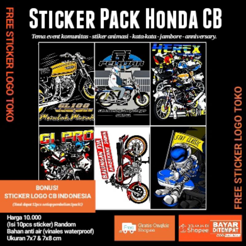 stiker cb/sticker pack honda cb/stiker touring cb/stiker komunitas cb