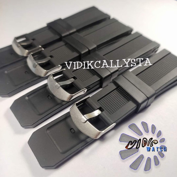 Tali Karet Jam Tangan 24mm 2,4cm Rubber Strap Hitam Murah