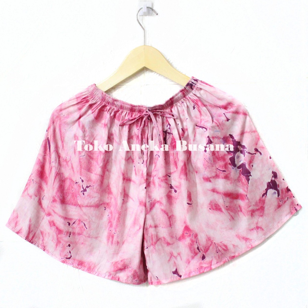 Hot Pants Celana Pendek Santai Wanita Jumbo Tie Dye Bahan Rayon