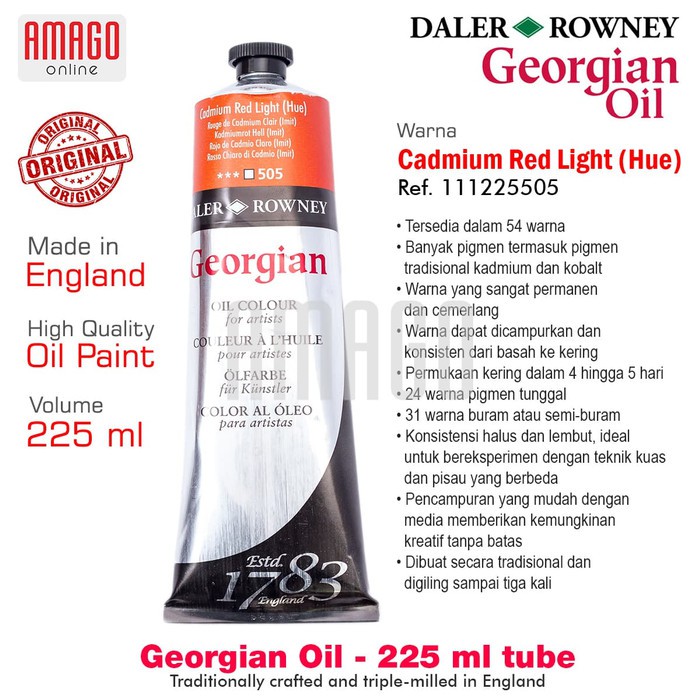 DALER-ROWNEY - GEORGIAN OIL 225 ml - CADMIUM RED LIGHT HUE - 111225505