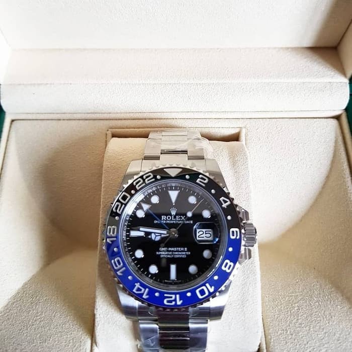 [ ORIGINAL CLONE 1:1 ] JAM TANGAN PRIA ROLEX GMT MASTER-II BATMAN | GARANSI 1 TAHUN | AUTOMATIC |