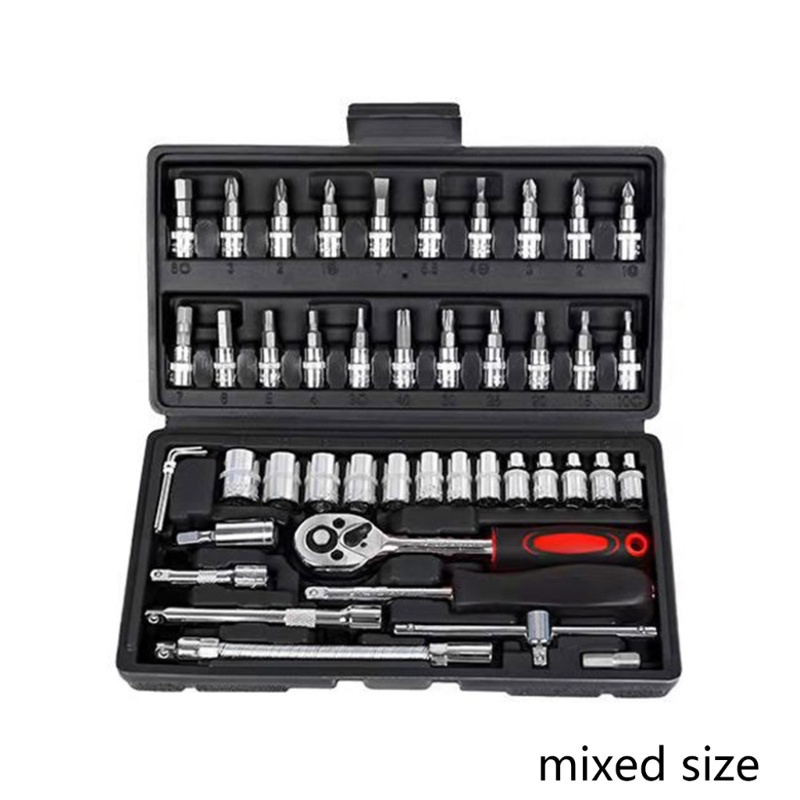 Zzz 46Pcs / Set Kunci Pas Ratchet 1 / 4 &quot;Quick Release