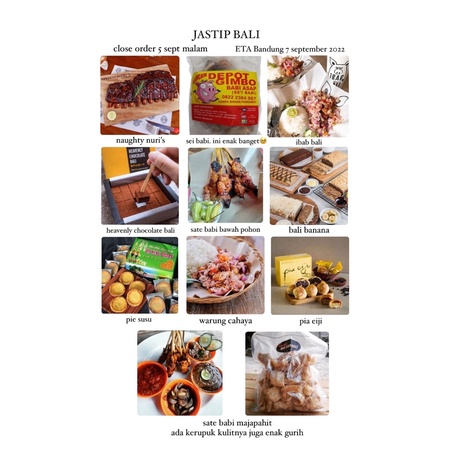 Jastip PO Bali / Warung Cahaya / Ibab / Heavenly Chocolate Bali / Pia Eiji / Pie Susu Dhian Enaak As