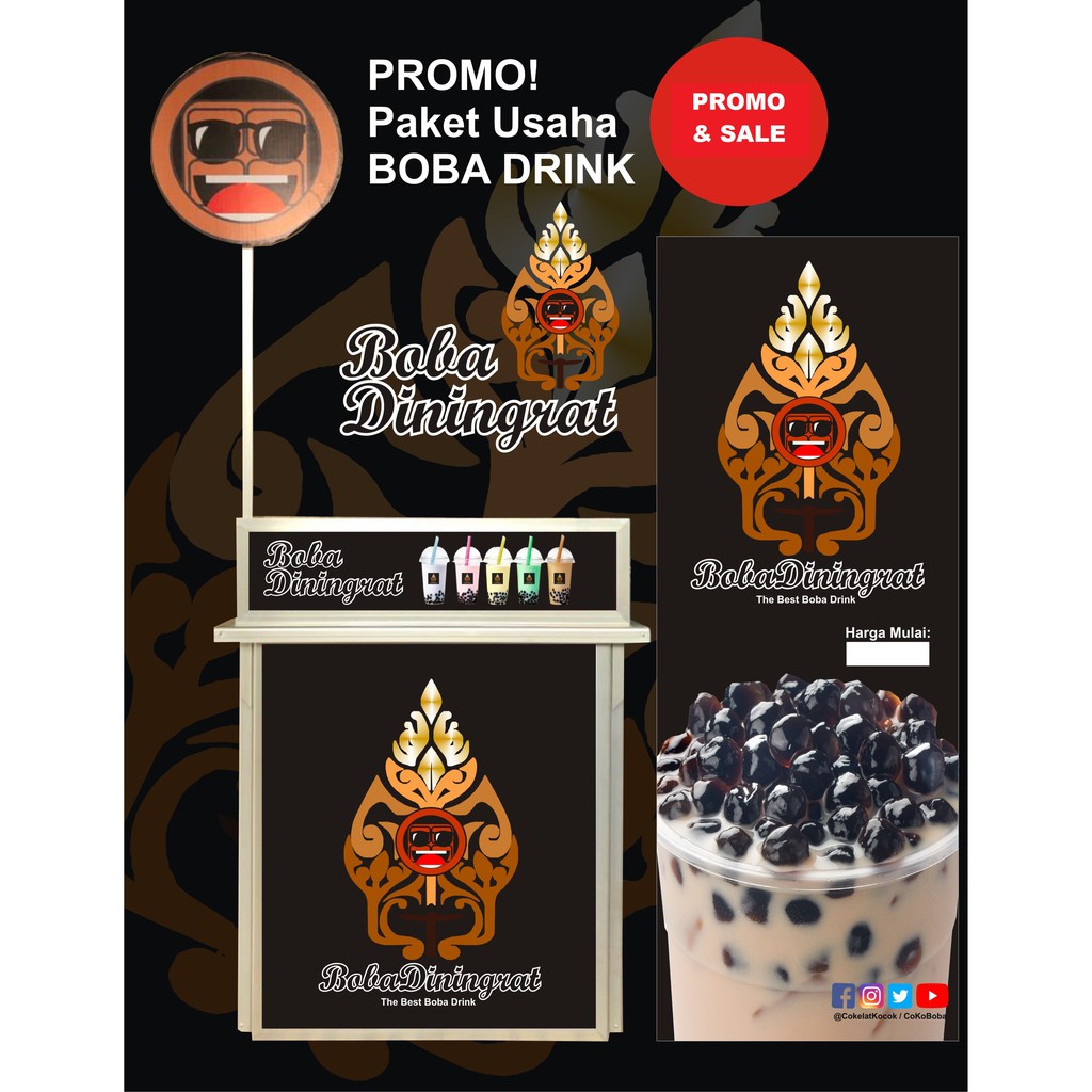 

Paket Usaha Lengkap Franchise Boba Drink waralaba BobaDiningrat Bisa Custom Name Booth Kualitas premium