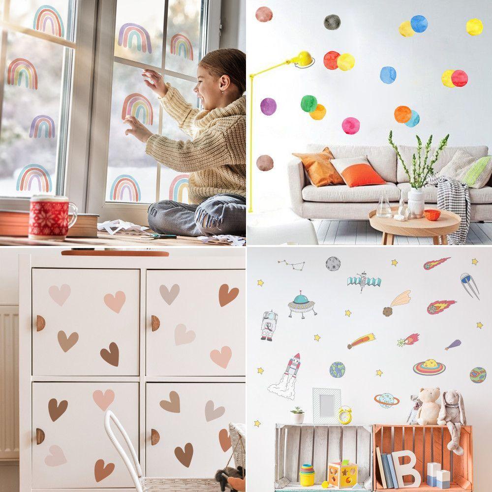 Wonder Wall Art Stiker Mural Cewek Cowok Dekorasi Rumah Hati Pelangi Ruang Tamu