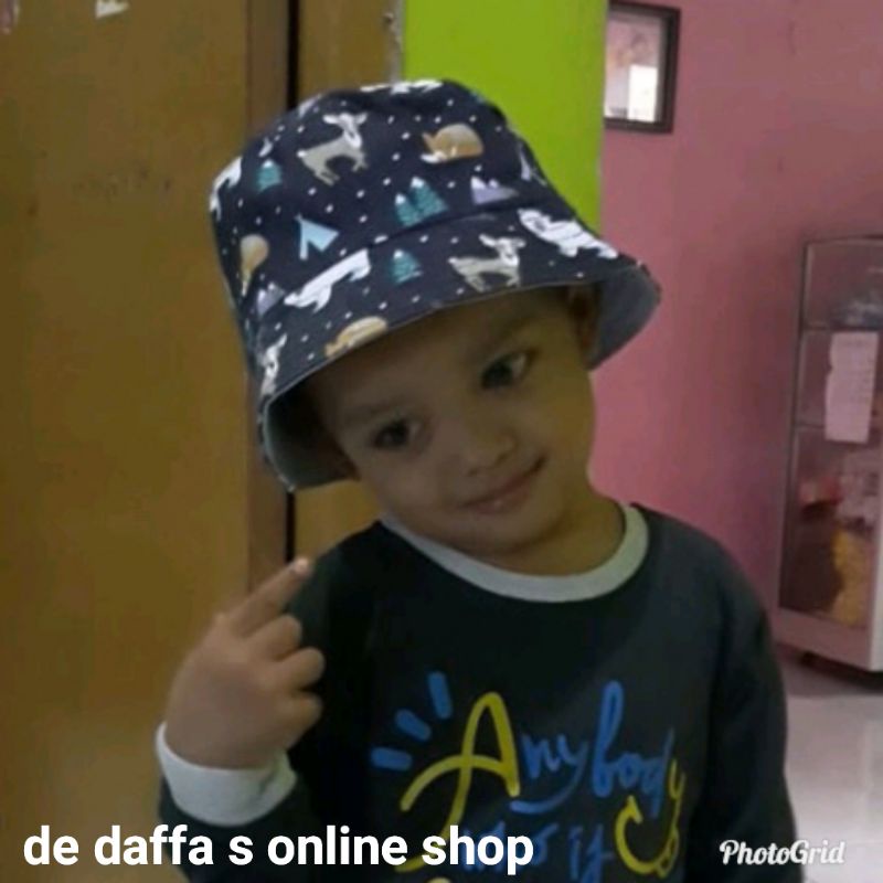 Topi Bucket Hat Anak Fashion Full Print  Kanvas Aneka Motif Fisherman