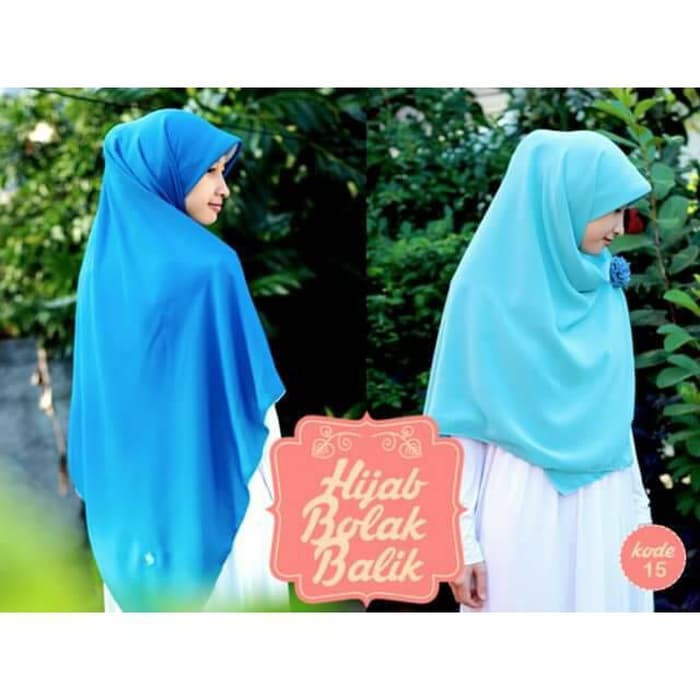 [Promo] Hijab syari bolak balik biru turkis biru langit Limited