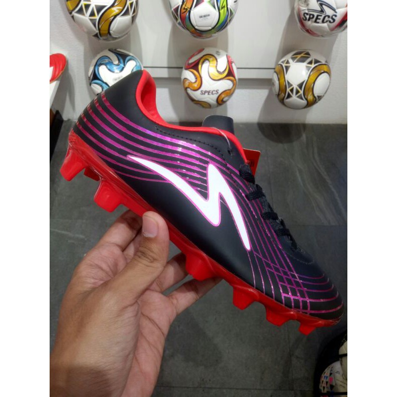 Specs Accelerator Lightspeed II JR FG Black Red 101027 Sepatu Bola Original