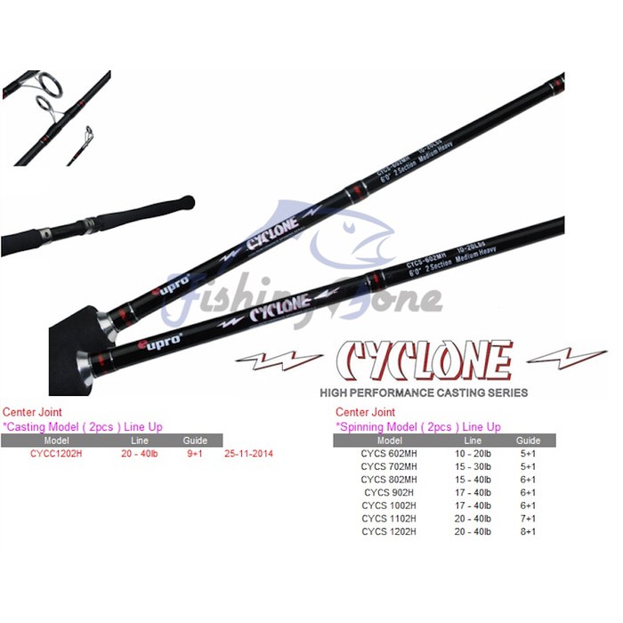 Eupro CYCLONE Spinning Rod CYCS 602MH 702MH 802MH 902H 1002H 1102H 1202H - Joran Pancing Galatama La