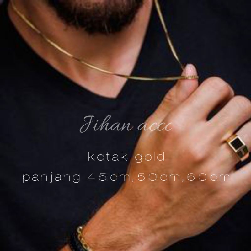 Kalung Pria Wanita Titanium Silver Asli Anti Karat Warna Emas Putih Perak Cowok Cewek Keren panjang