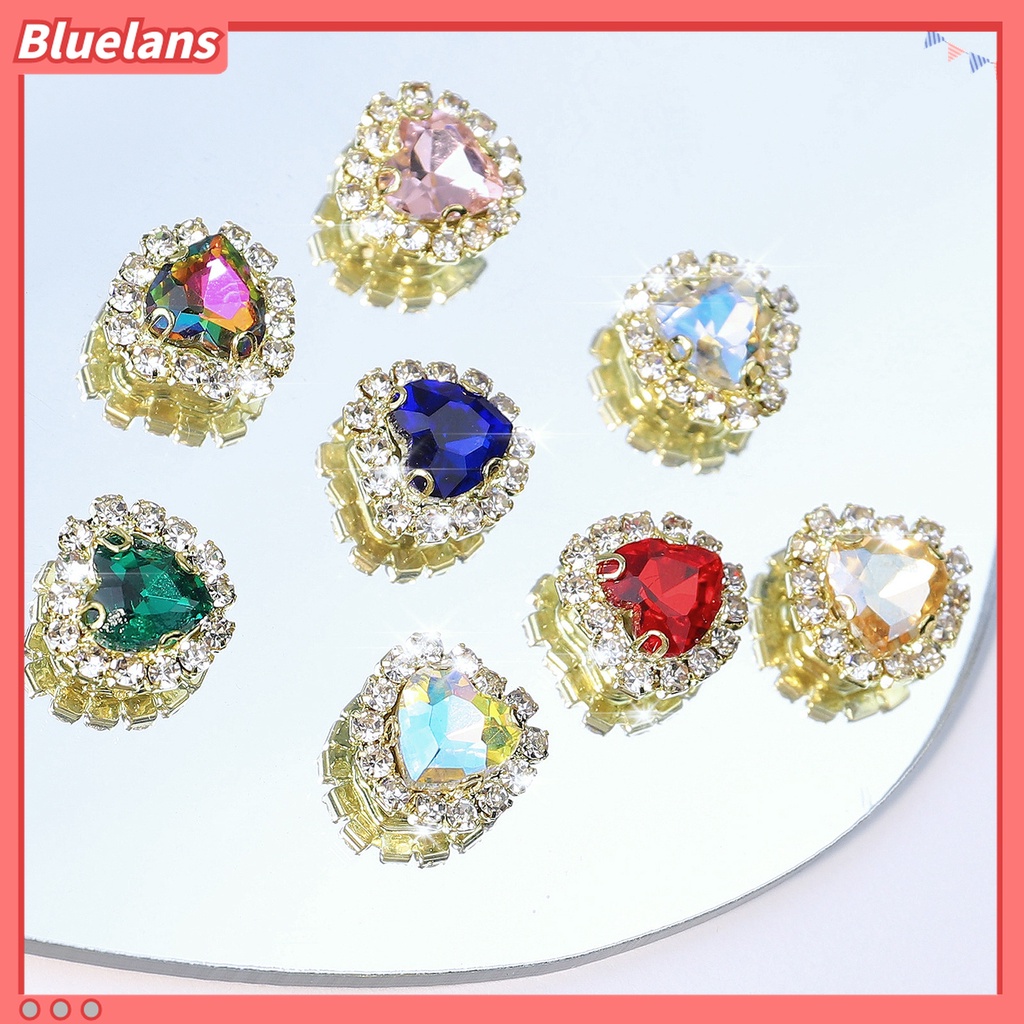 (In Stock) Kacamata Hitam Lensa Warna Warni ♡1 Pak Berlian Imitasi Kristal Bentuk Hati 3D Serbaguna Untuk Dekorasi Nail Art