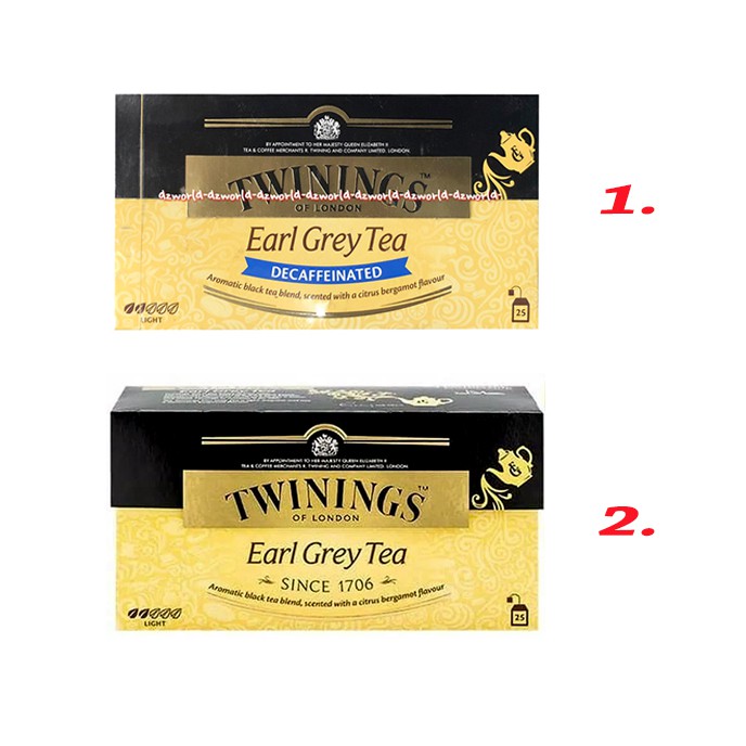 Twinings Early Grey Tea Decaffinated 25bag Aromatic Black Tea Bland Twining Teh Hitam