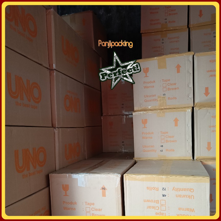 

H7Y Lakban Bening / Coklat 1 dus 45mm x 50Y Solatip 72 roll Murah Uno Bandung IPS