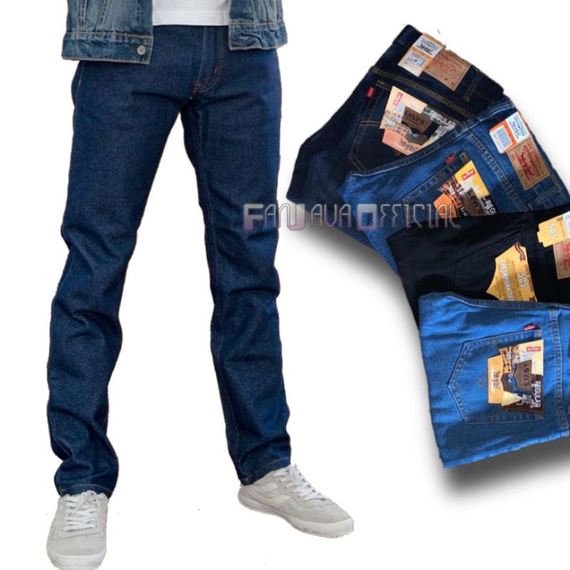 Celana Jeans panjang Pria Regular Fit bahan sakuratex nyaman Santai Resmi