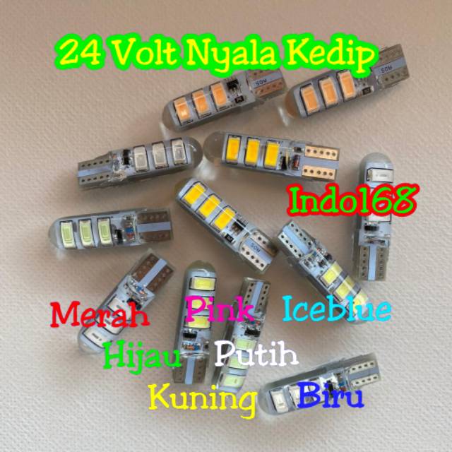 Lampu Senja T10 6 LED 24 VOLT NYALA KEDIP