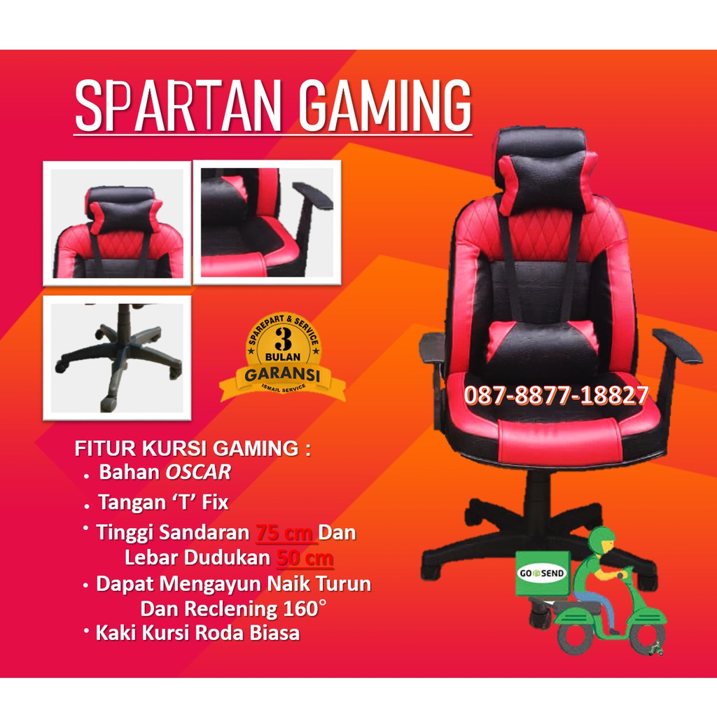 Cuci Gudang Kursi kantor Gaming Spartan,Tangan turun naik, Warnet, Gaming, Bekasi murah