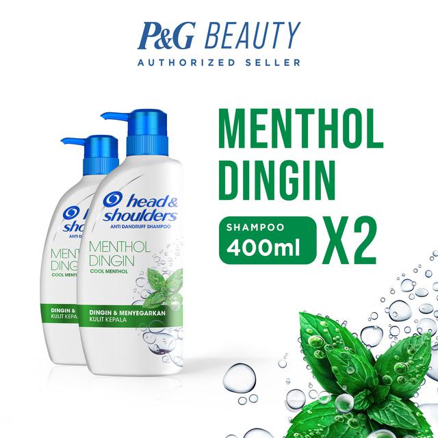 Head and Shoulders Sampo Anti Ketombe Menthol Dingin Perawatan Rambut 400ml x2 / Head and Shoulders Shampoo