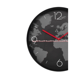 Nextime Wall Clock Black World Map 30cm Jam Dinding Bulat Peta Dunia Next Time Hitam Nektime