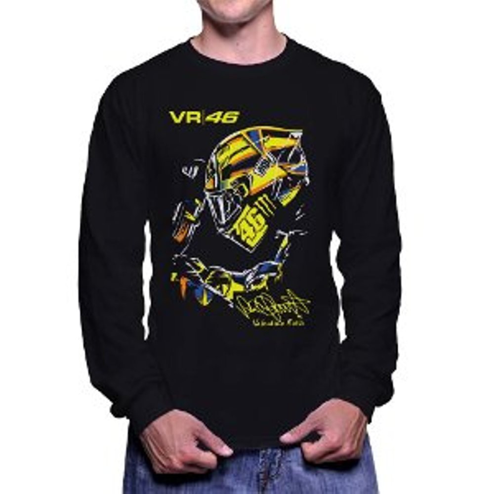 Kaos Vxxentino Rossi Helm Full Color Hitam Lengan Panjang Vale 46