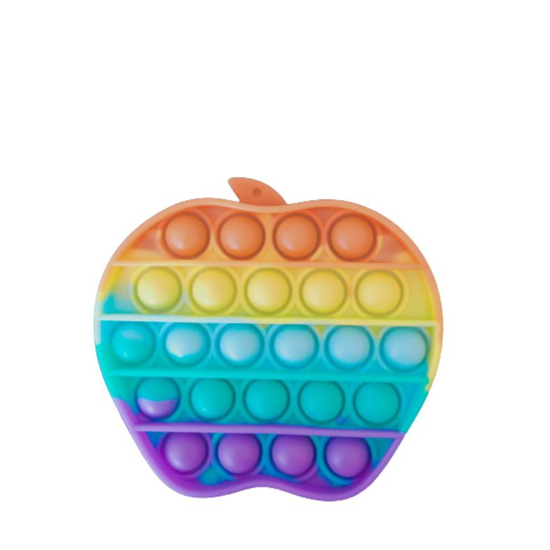 MAINAN ANAK VIRALL FIDGET PUSH /POP IT PELANGI RAINBOW MOTIF LUCU MURAH MERIAH-Apel