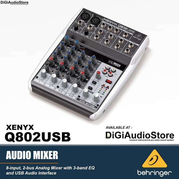 ALAT MUSIK  BEHRINGER Xenyx Q802USB Audio Mixer With Soundcard USB Audio Interface