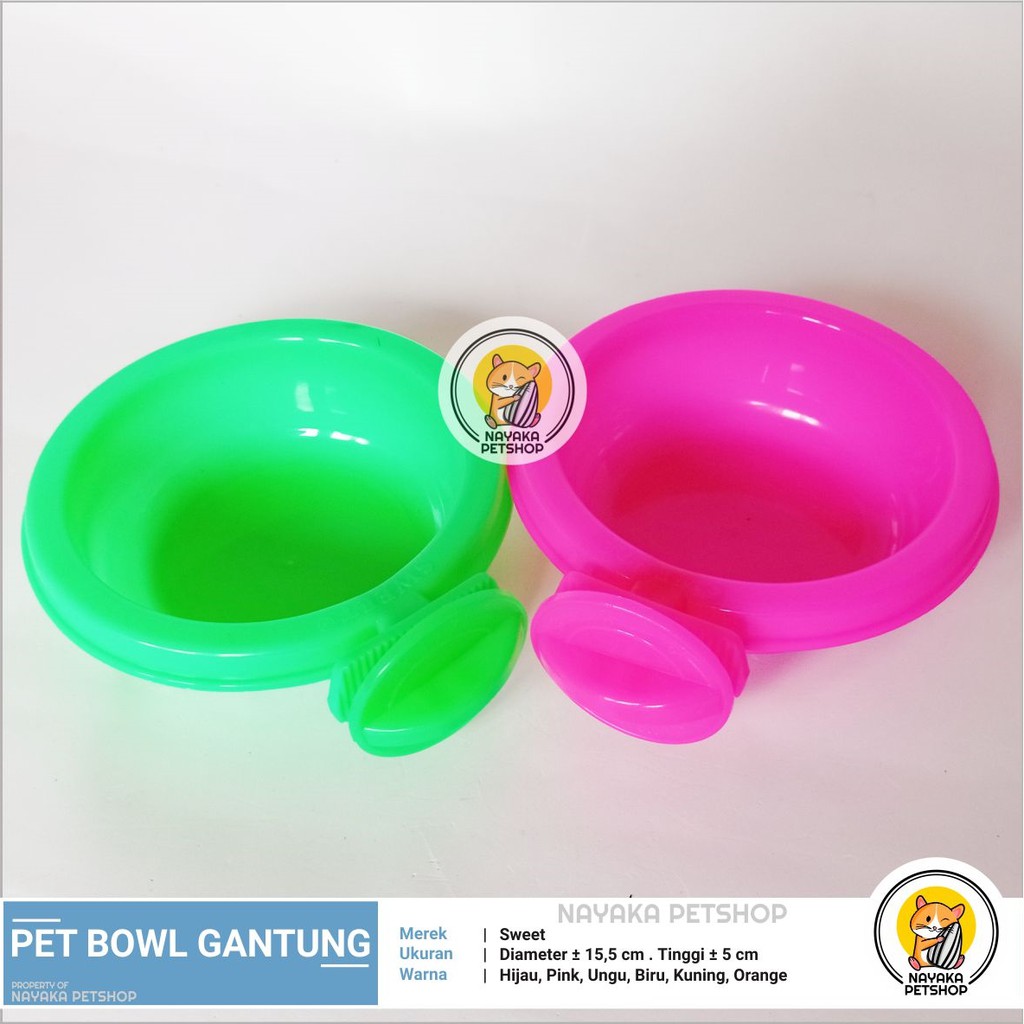 Pet Bowl Gantung Piring Tempat Wadah Makan Minum Hewan Kucing Kelinci